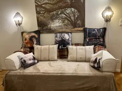 Ein Bett oder Betten in einem Zimmer der Unterkunft Ferienhaus-stadtkyll-eifel Beim Förster mit zwei Schlafzimmern