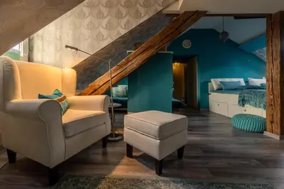 Ein Sitzbereich in der Unterkunft Oriental Cozy Loft - Orientalisches gemütliches Loft