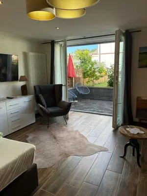 Ein Sitzbereich in der Unterkunft Ferienwohnungen Hof Krebs