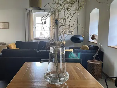 Ein Sitzbereich in der Unterkunft Ferienhaus Martinshof