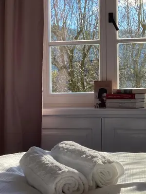 Ein Bett oder Betten in einem Zimmer der Unterkunft Ferienhaus Martinshof