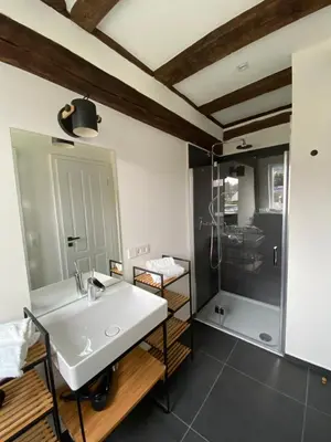 Ein Bett oder Betten in einem Zimmer der Unterkunft Ferienhaus Martinshof