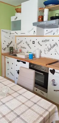 Küche/Küchenzeile in der Unterkunft Pfötchen