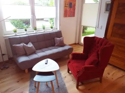 Ein Sitzbereich in der Unterkunft Ferienwohnung Am Michelsbach