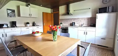 Küche/Küchenzeile in der Unterkunft Ferienwohnung Landidylle Nassheck