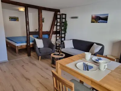 Ein Bett oder Betten in einem Zimmer der Unterkunft Ferienhaus Winzerauszeit