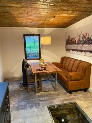 Ein Sitzbereich in der Unterkunft Schöne Ferienwohnung Gewölbekeller Fachwerkhaus