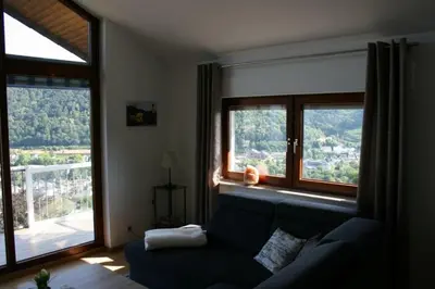 Ein Sitzbereich in der Unterkunft Haus Lahntalblick