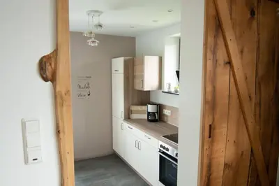 Küche/Küchenzeile in der Unterkunft Ferienwohnung Träwa