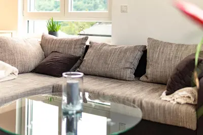 Ein Sitzbereich in der Unterkunft Haus Hanghuhn