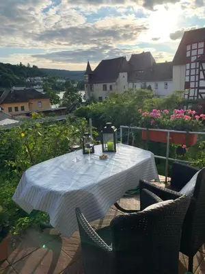 Ein Balkon oder eine Terrasse in der Unterkunft Am Teich