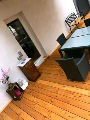 Ein Sitzbereich in der Unterkunft Landhaus im Hunsrück