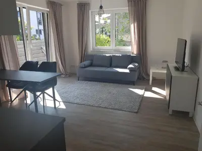 Ein Sitzbereich in der Unterkunft Eifelglück