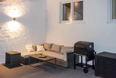 Ein Sitzbereich in der Unterkunft Eifel Cottage Biersdorf am See