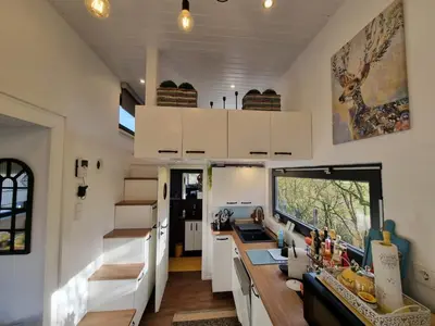 Ein Bett oder Betten in einem Zimmer der Unterkunft Sunset Tiny House GbR