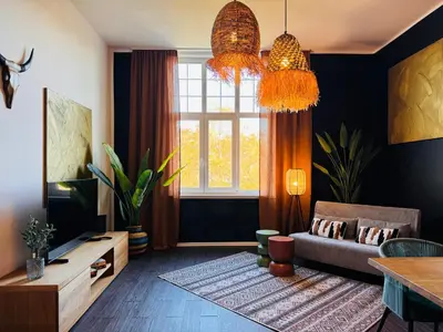 Ein Sitzbereich in der Unterkunft Klassen Stay - Exklusive Altbau Apartments - Zentral - Rheinnähe