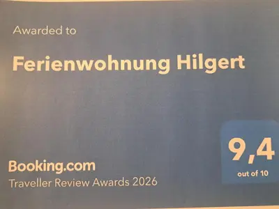 Ein Zertifikat, Auszeichnung, Logo oder anderes Dokument, das in der Unterkunft Ferienwohnung Hilgert ausgestellt ist