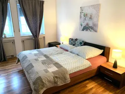 Ein Bett oder Betten in einem Zimmer der Unterkunft Ferienwohnung in Binger Stadtmitte