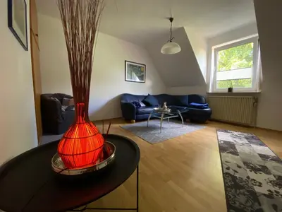Ein Sitzbereich in der Unterkunft Ferienhaus Gartenblick in Brieden
