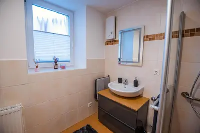 Ein Badezimmer in der Unterkunft Ferienwohnung Moselblümchen Amelie