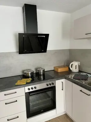 Küche/Küchenzeile in der Unterkunft Ferienwohnung Im Stiffje