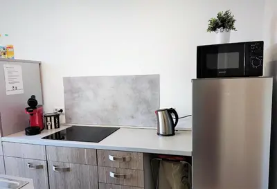 Küche/Küchenzeile in der Unterkunft gemütliches Apartment mit Garten I Parkplatz I 10 Min zur Altstadt