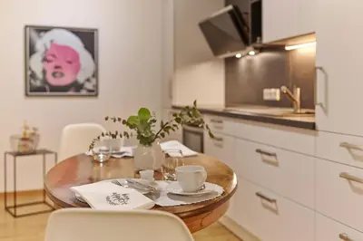 Küche/Küchenzeile in der Unterkunft Ferienwohnung Hasport