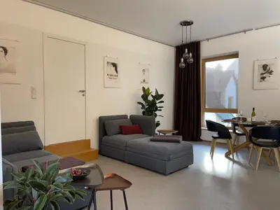 Ein Sitzbereich in der Unterkunft Weinloft 