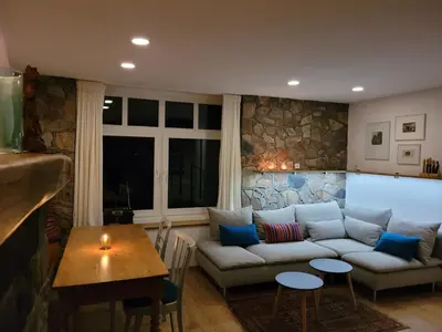 Ein Sitzbereich in der Unterkunft Ferienhaus Barbarasegen