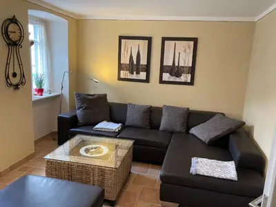 Ein Sitzbereich in der Unterkunft Ferienwohnung Fröhlich