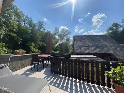 Ein Balkon oder eine Terrasse in der Unterkunft Ferienwohnung im Brohlbachtal