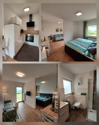 Ein Bett oder Betten in einem Zimmer der Unterkunft Ferienhaus Prinzenkopf