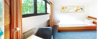 Ein Bett oder Betten in einem Zimmer der Unterkunft Vintage Hotel Petrisberg