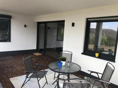 Ein Sitzbereich in der Unterkunft Ferienhaus Rheinblick