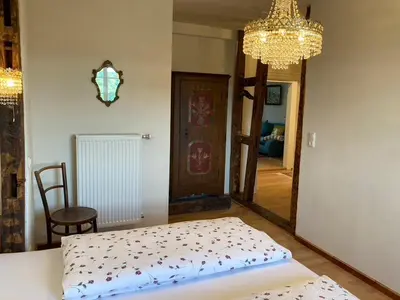 Ein Bett oder Betten in einem Zimmer der Unterkunft Schatztruhe - Ferienwohnung