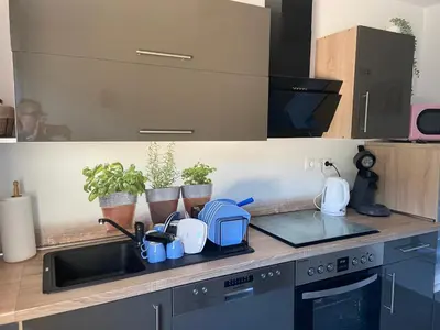 Küche/Küchenzeile in der Unterkunft Haus Elsternest