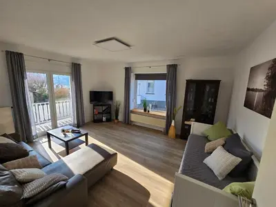 Ein Sitzbereich in der Unterkunft Ferienhaus SteigRhein