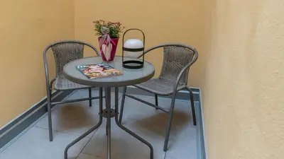 Ein Sitzbereich in der Unterkunft Weinquartier Conzen