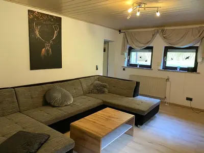 Ein Sitzbereich in der Unterkunft Zum Goldenen Tal