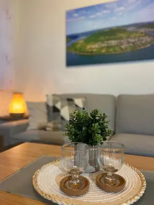 Ein Sitzbereich in der Unterkunft Ferienwohnung Vater Rhein Mittelrheintal