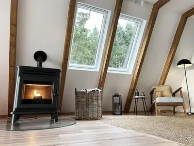 Ein Sitzbereich in der Unterkunft Design Chalet Vulkaneifel