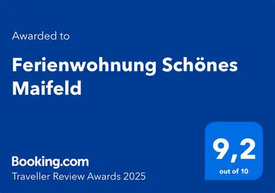 Ein Zertifikat, Auszeichnung, Logo oder anderes Dokument, das in der Unterkunft Ferienwohnung Schönes Maifeld ausgestellt ist
