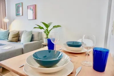 Ein Sitzbereich in der Unterkunft NEU I moderne zentrale Wohnung I Netflix I 4 Gäste