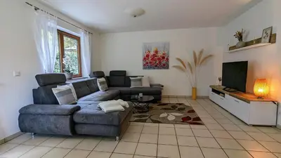 Ein Sitzbereich in der Unterkunft Haus an der Mosel