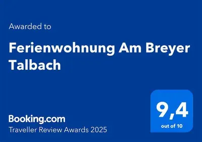 Ein Zertifikat, Auszeichnung, Logo oder anderes Dokument, das in der Unterkunft Ferienwohnung Am Breyer Talbach ausgestellt ist