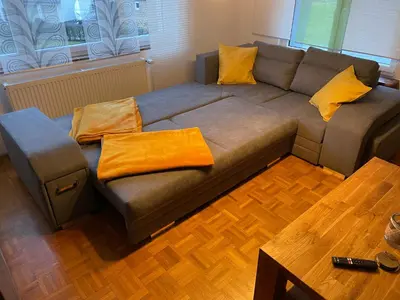 Ein Sitzbereich in der Unterkunft Ferienhaus Rheinnähe
