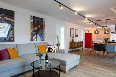 Ein Sitzbereich in der Unterkunft Ferienwohnung Vino