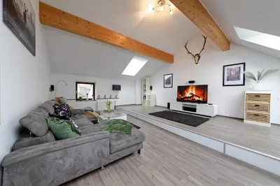 Ein Sitzbereich in der Unterkunft Casa Eifel