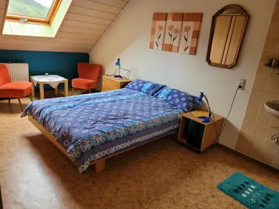 Ein Bett oder Betten in einem Zimmer der Unterkunft Fewo-Minheim Waltraud und Franz Bayer