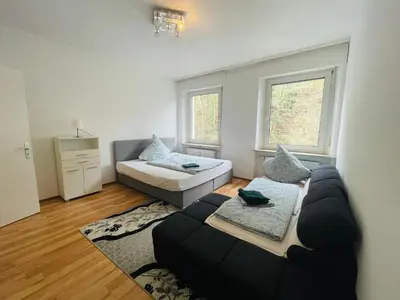 Ein Bett oder Betten in einem Zimmer der Unterkunft Monteurs-Wohnung an der Festung Ehrenbreitstein